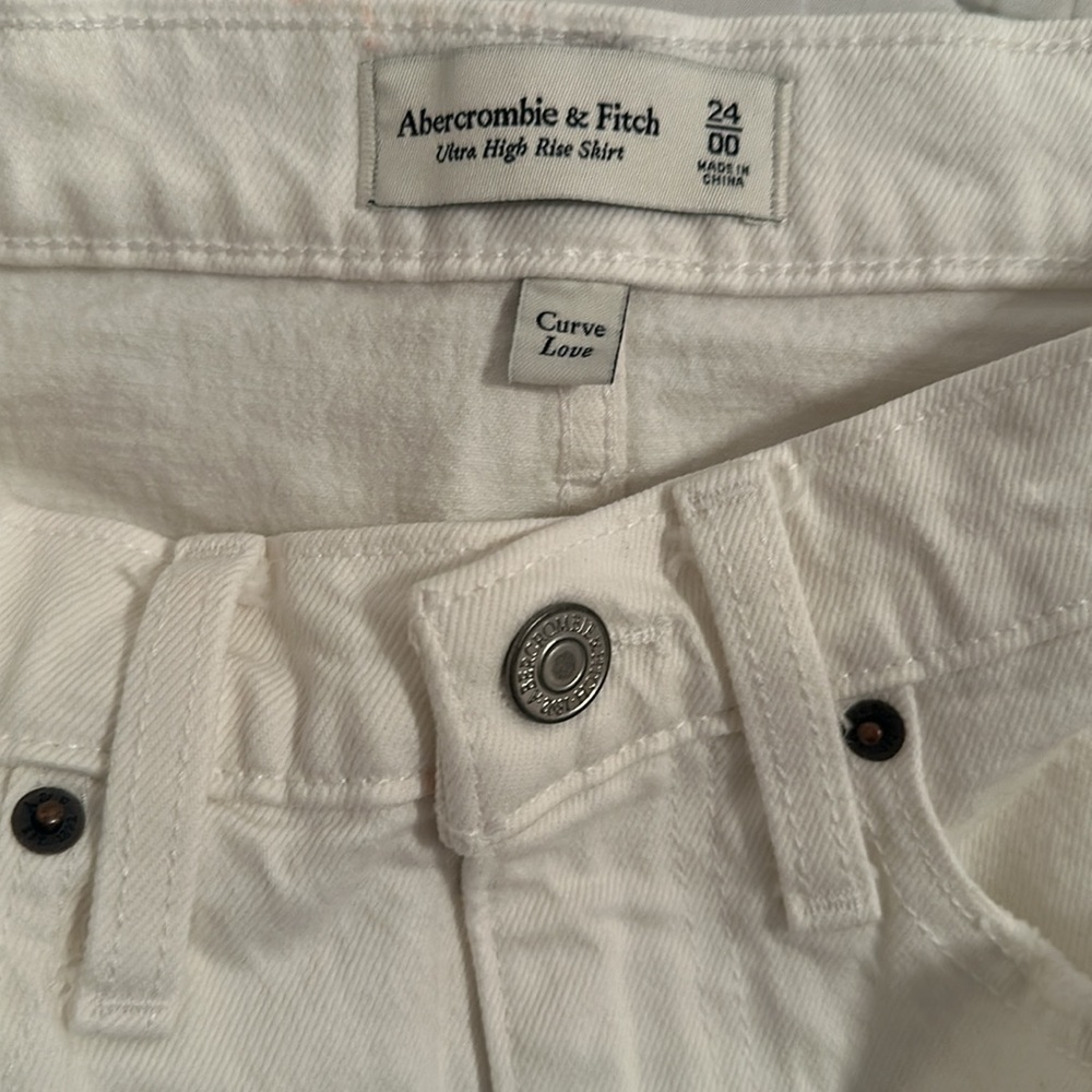 White Denim Mini Skirt - Picture 2 of 3